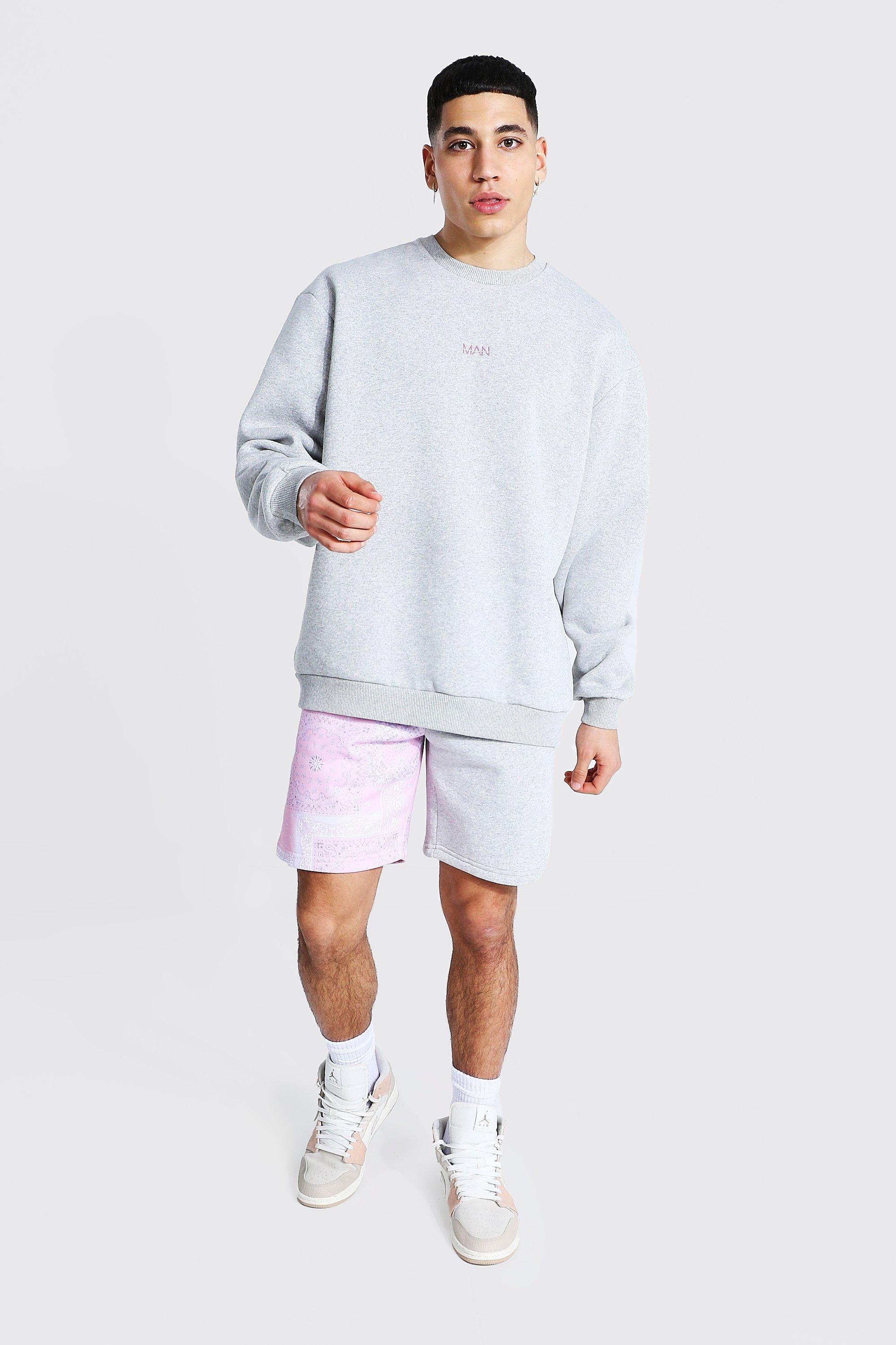 Sweatshirt and shorts on sale guy